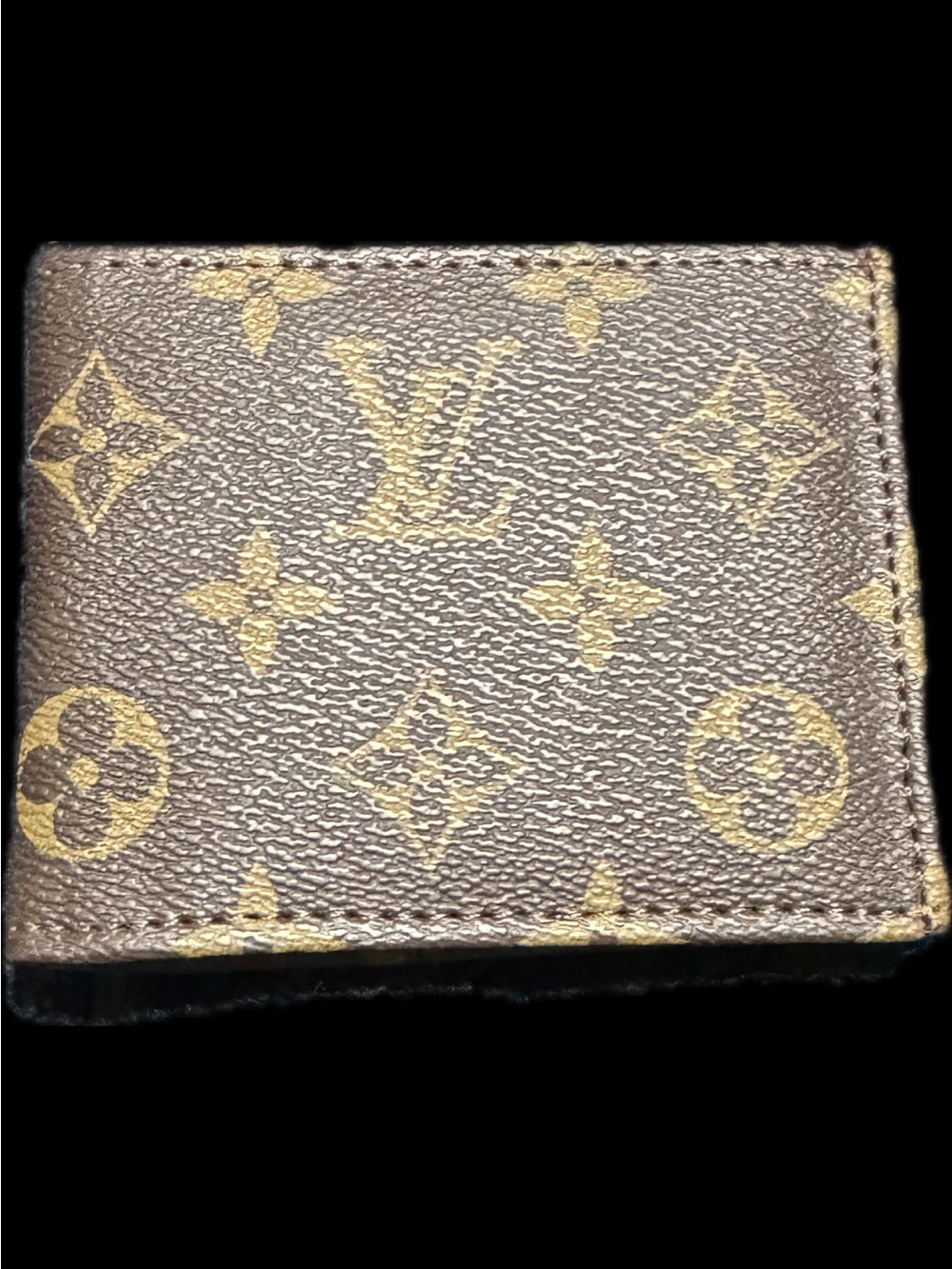 Louis Vuitton Monogram Canvas Bi-Fold Wallet w/ Flap in Brown and Tan